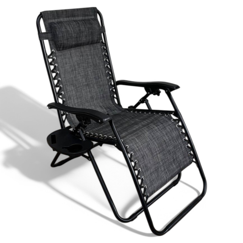 Розкладне крісло шезлонг LEOBRO Zero Gravity темно-сіре (HT-167D DARK GREY)