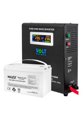 Комплект Volt Polska SINUS PRO 800 W 12/230V 500/800W + Акумулятор гелевий 4SUN MAXX GEL 100 Ah