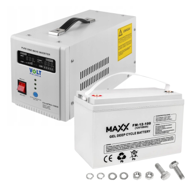 Комплект Volt Polska SINUS PRO 1000E W 12/230V 700/1000W + Акумулятор гелевий 4SUN MAXX GEL 100 Ah