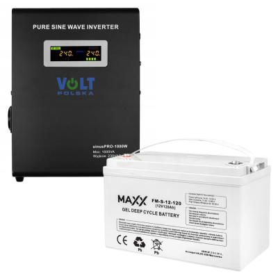 Комплект Volt Polska SINUS PRO 1000W 12/230V 700/1000W + Акумулятор гелевий 4SUN MAXX GEL 120 Ah