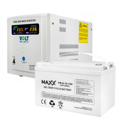 Комплект Volt Polska SINUS PRO 1500E 12/230V 1000/1500W + Акумулятор гелевий 4SUN MAXX GEL 120 Ah