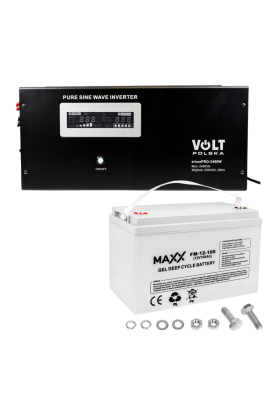 Комплект Volt Polska SINUS PRO 2400W 12/230V 1600/2400W + Акумулятор гелевий 4SUN MAXX GEL 100 Ah
