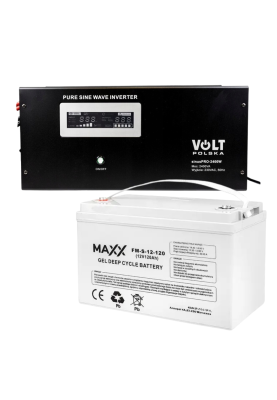 Комплект Volt Polska SINUS PRO 2400W 12/230V 1600/2400W + Акумулятор гелевий 4SUN MAXX GEL 120 Ah