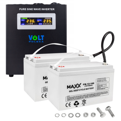 Комплект інвертору Volt Polska SINUS PRO 2000W 1400/2000W + 2 шт Акумулятор VOLT VRLA 100Ah 12V