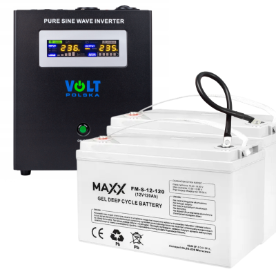 Комплект інвертору Volt Polska SINUS PRO 2000W 1400/2000W + 2 шт Акумулятор VOLT VRLA 120Ah 12V