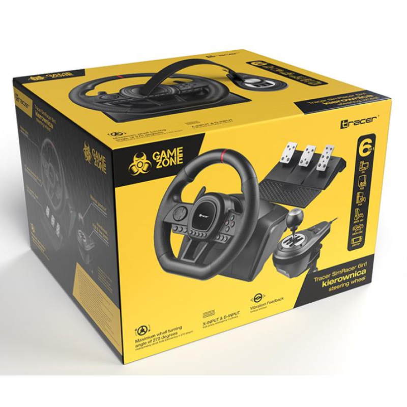 Руль з педалями та коробкою передач Tracer SimRacer 6in1 для PS4/PS3/PC/Xbox One/Xbox 360 (47345)