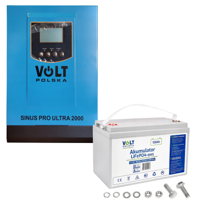 Комплект Volt Polska ULTRA-HV 2000 12/230V 1600/2400W + Аккумулятор Volt Polska LiFePO4 12,8V 100Ah