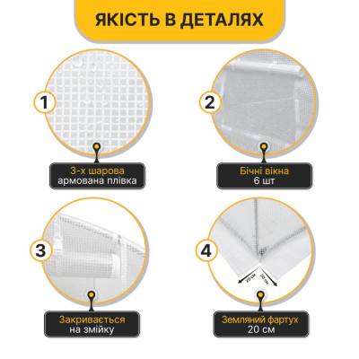 Посилена садова теплиця парник LEOBRO Garden 10м2 White (LB-10M25W)