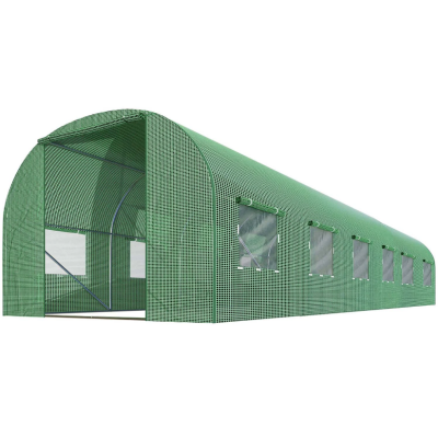 Теплица Plonos 18m2 – сквозной проход, окна, прочный каркас 600х300х200 см (Зеленая) (4976-В)