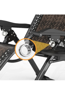 Розкладне крісло шезлонг Zero Gravity LEOBRO Коричневе плетене Ротанг (ZGC-S09)