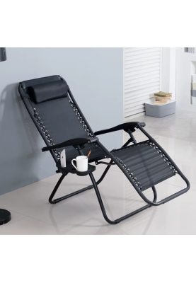 Розкладне крісло шезлонг LEOBRO Zero Gravity Black (LB-ZGC-A1-BLK)