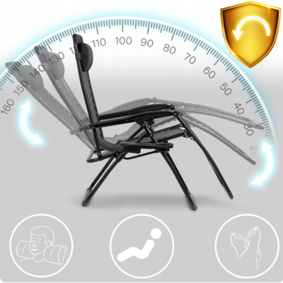 Розкладне крісло шезлонг LEOBRO Zero Gravity Black (LB-ZGC-A1-BLK)