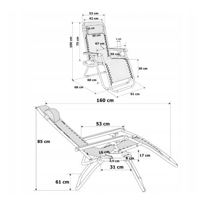 Розкладне крісло шезлонг LEOBRO Zero Gravity Plaid (LB-ZGC-A1-PLD)