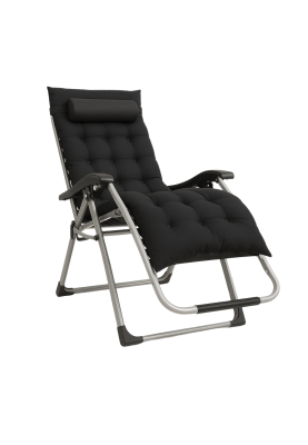 Розкладне крісло шезлонг LEOBRO Zero Gravity Premium Plus Чорне (LB-ZGC-E1-BLK)