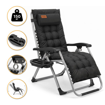 Розкладне крісло шезлонг LEOBRO Zero Gravity Premium Plus Чорне (LB-ZGC-E1-BLK)