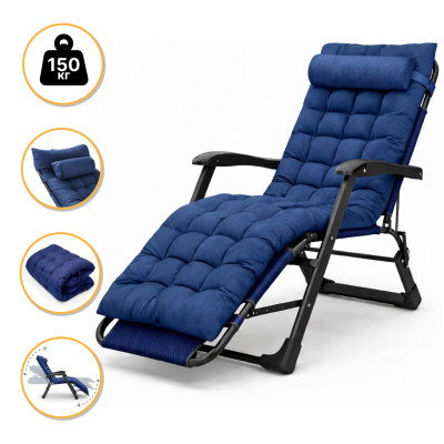 Раскладное кресло кровать с подушкой LEOBRO Темно-синий (LB-FCB-G1-BLU)