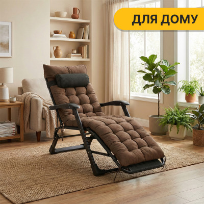 Розкладне крісло з подушкою LEOBRO Коричневий (LB-FCB-G1-BRN)