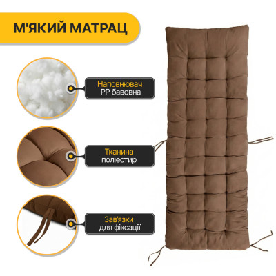 Розкладне крісло з подушкою LEOBRO Коричневий (LB-FCB-G1-BRN)