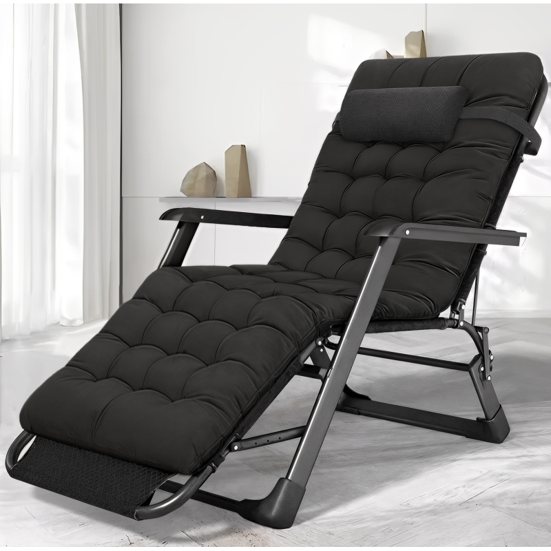 Розкладне крісло ліжко з подушкою LEOBRO Чорний (LB-FCB-G1-BLK)