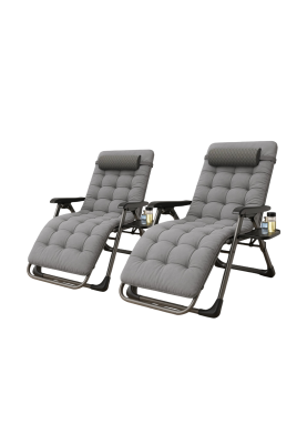 Комплект з 2 шезлонгів із подушкою Zero Gravity LEOBRO Сіре (ZGC-S05-PPХ2)