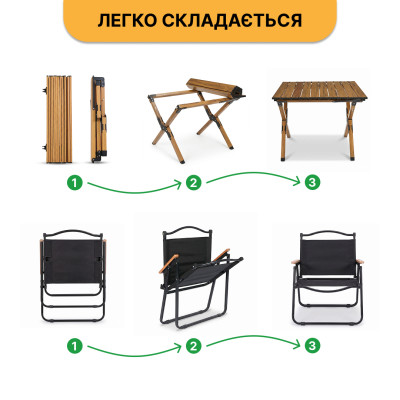 Набір для кемпінгу середній два крісла та стіл LEOBRO