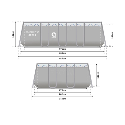Бассейн каркасный, прямоугольный Avenli 400x207x122 см. 17в1 (2818)