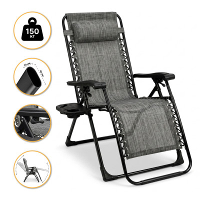 Розкладне крісло шезлонг LEOBRO Zero Gravity Premium Grey (LB-ZGC-G2-GRY)