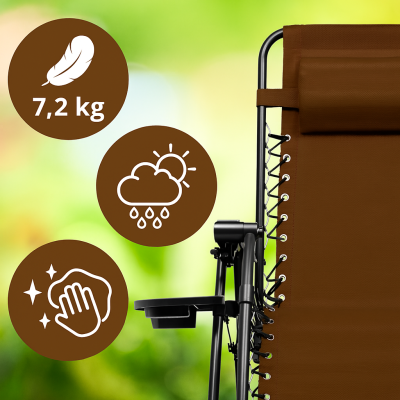 Розкладне крісло шезлонг LEOBRO Zero Gravity Brown (LB-ZGC-F1-BRN)