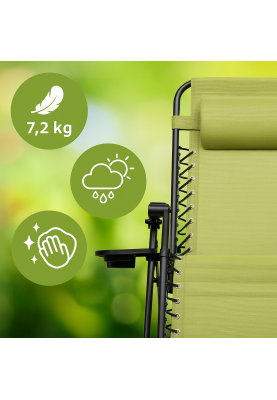 Розкладне крісло шезлонг LEOBRO Zero Gravity Pistachio (LB-ZGC-F1-PST)