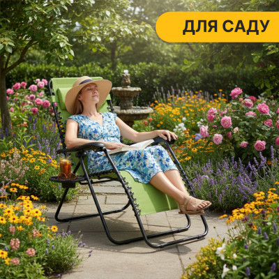 Розкладне крісло шезлонг LEOBRO Zero Gravity Pistachio (LB-ZGC-F1-PST)