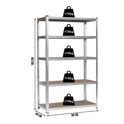 Стелаж LEOBRO Premium 180 х 90 х 40 см, 175кг/полиця, 5 полиць (LB-R104)