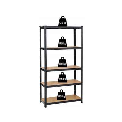 Стелаж LEOBRO Premium Black 180 х 90 х 30 см, 175кг/полиця, 5 полиць (LB-R114)