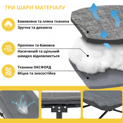 Туристична похідна розкладачка з вбудованим матрацом LEOBRO Grey (LB-CC-K1-GRY) Туристична похідна розкладачка з вбудованим матрацом LEOBRO Grey (LB-CC-K1-GRY)