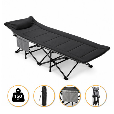 Туристична похідна розкладачка з вбудованим матрацом LEOBRO Black (LB-CC-K1-BLK)