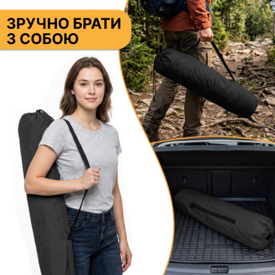 Туристична похідна розкладачка з вбудованим матрацом LEOBRO Black (LB-CC-K1-BLK)