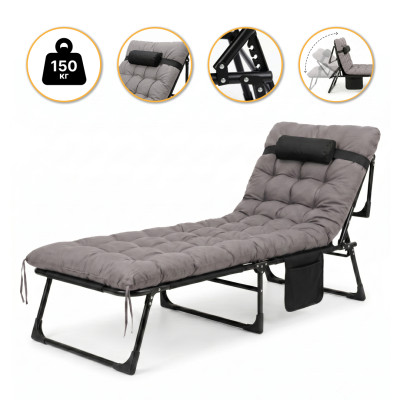 Розкладне ліжко (розкладачка) з матрацом і подушкою LEOBRO Grey (LB-FB-A1-GRY)