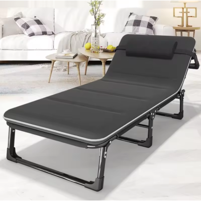 Розкладне ліжко (розкладачка) з Mesh-матрацом і подушкою LEOBRO Black (LB-FB-A2-BLK)