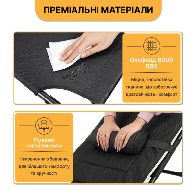 Розкладне ліжко (розкладачка) з Mesh-матрацом і подушкою LEOBRO Black (LB-FB-A2-BLK)