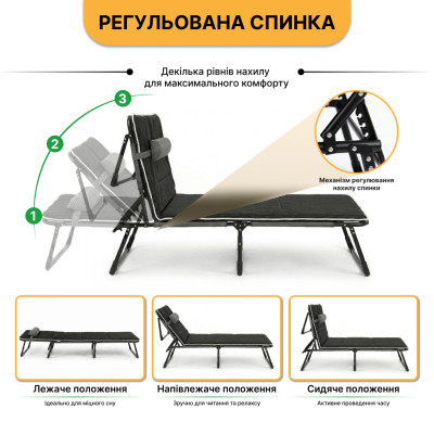 Розкладне ліжко (розкладачка) з Mesh-матрацом і подушкою LEOBRO Striped (LB-FB-A2-STR)