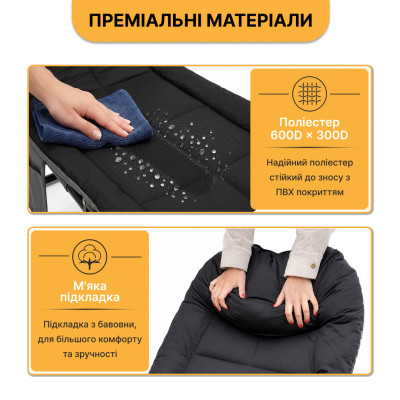 Розкладне ліжко (розкладачка) з вбудованим матрацом LEOBRO Black (LB-FB-M1-BLK) Розкладне ліжко (розкладачка) з вбудованим матрацом LEOBRO Black (LB-FB-M1-BLK)