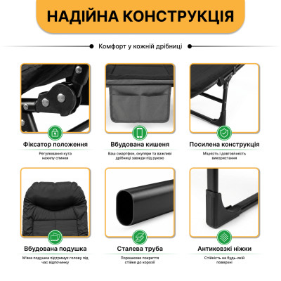 Розкладне ліжко (розкладачка) з вбудованим матрацом LEOBRO Black (LB-FB-M1-BLK) Розкладне ліжко (розкладачка) з вбудованим матрацом LEOBRO Black (LB-FB-M1-BLK)