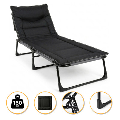 Розкладне ліжко (розкладачка) з вбудованим матрацом LEOBRO Black (LB-FB-S1-BLK)