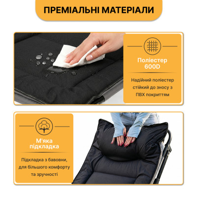 Розкладне ліжко (розкладачка) з вбудованим матрацом LEOBRO Black (LB-FB-S1-BLK)