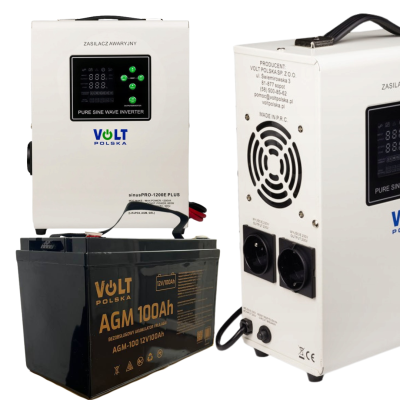 Комплект Volt Polska SINUS PRO 1200 E PLUS 12/230V 800/1200 + Акумулятор AGM 12V 100 Ah