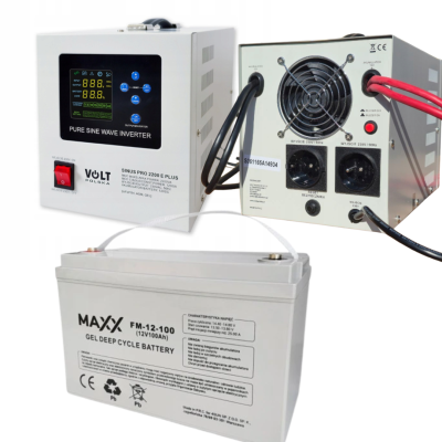 Комплект Volt Polska SINUS PRO 2200 E PLUS 12/230V 1200/2200W + Акумулятор 4SUN MAXX GEL 120Ah 12V