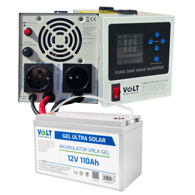 Комплект Volt Polska SINUS PRO 850 E PLUS 12/230V 500/850W + Акумулятор GEL 12V 110 Ah