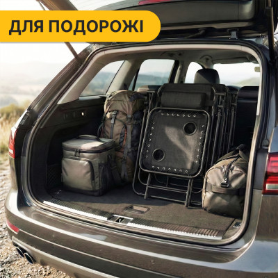 Комплект 2-а розкладні крісла-шезлонга + столик Zero Gravity LEOBRO Чорний (LB-ZGT-F3-BLK)