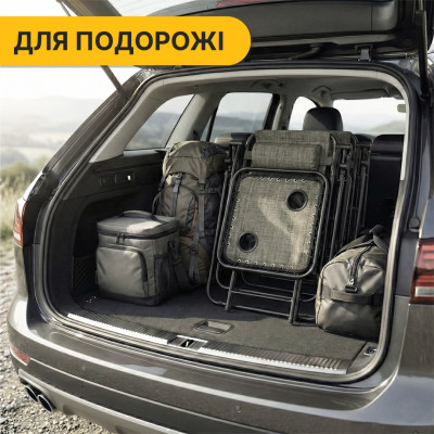 Комплект 2-а розкладні крісла-шезлонга + столик Zero Gravity LEOBRO Сірий (LB-ZGT-F3-GRY)