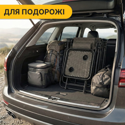 Комплект 2-а розкладні крісла-шезлонга + столик Zero Gravity LEOBRO Plaid (LB-ZGT-F3-PLD)