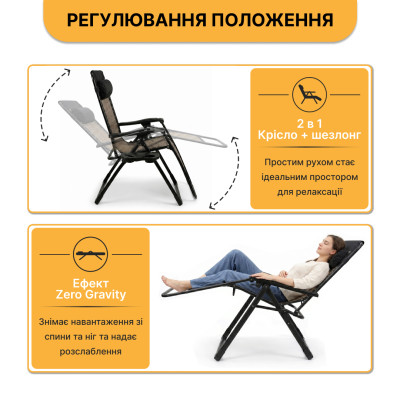 Розкладне крісло шезлонг LEOBRO Zero Gravity Premium Grey Rattan (LB-ZGC-G2-RG)